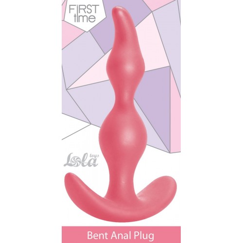 Розовая анальная пробка Bent Anal Plug Black - 13 см.
